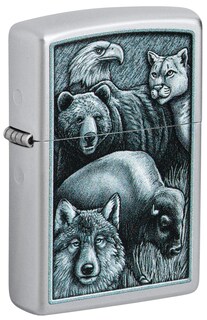 Foto 3 | Mechero De Bolsillo Zippo Animal Kingdom Design En Cromo Satinado - Venta Internacional.
