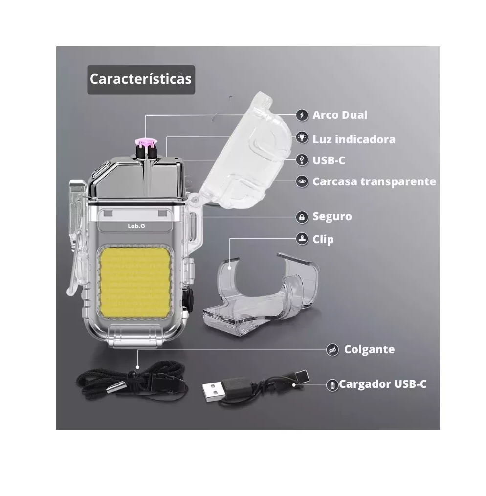 Foto 4 | Plasma Recargable Usb C Impermeable Lampara Cob Transparente/negro
