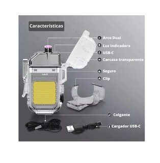 Foto 4 | Plasma Recargable Usb C Impermeable Lampara Cob Transparente/negro
