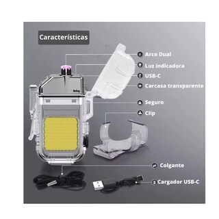 Foto 2 | Plasma Recargable Usb C Impermeable Lampara Belug, Transparente/negro
