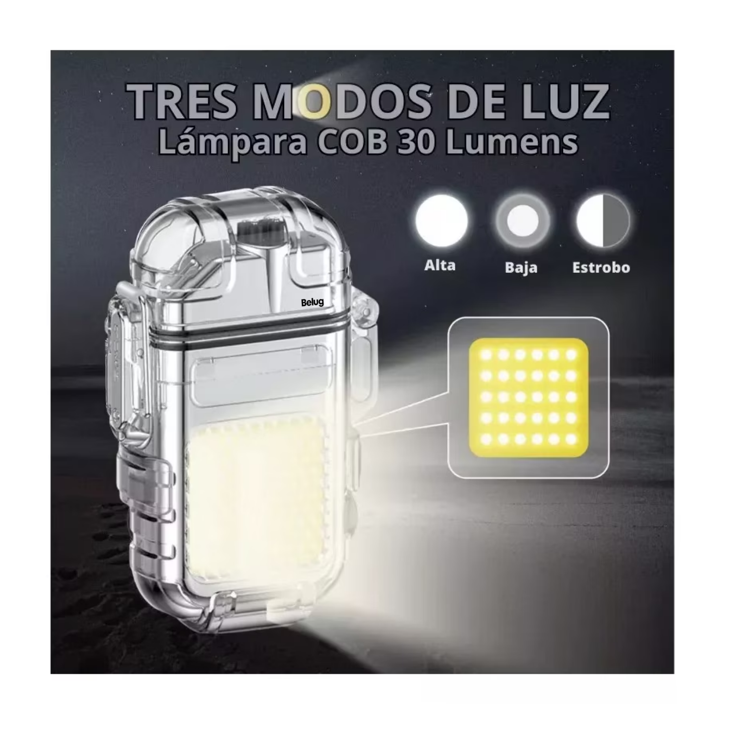 Foto 4 pulgar | Plasma Recargable Usb C Impermeable Lampara Belug, Transparente/negro