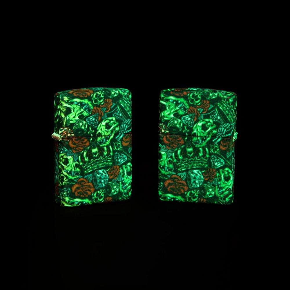 Foto 3 | Diseño De Corona De Calavera Zippo Más Clara Que Brilla En La Oscuridad, 540 Colores - Venta Internacional.