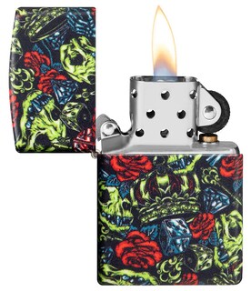 Foto 4 | Diseño De Corona De Calavera Zippo Más Clara Que Brilla En La Oscuridad, 540 Colores - Venta Internacional.