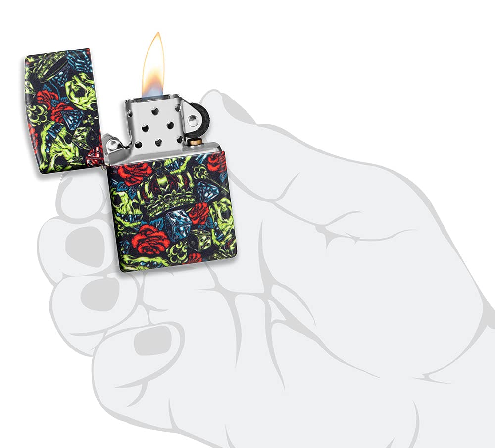 Foto 7 pulgar | Diseño De Corona De Calavera Zippo Más Clara Que Brilla En La Oscuridad, 540 Colores - Venta Internacional.