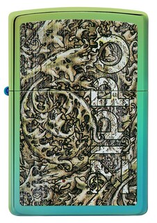 Foto 2 | Encendedor De Bolsillo Zippo, Diseño De Filigrana Envejecida, Color Verde Azulado - Venta Internacional.