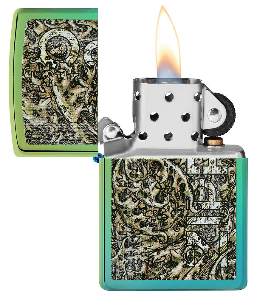 Foto 4 pulgar | Encendedor De Bolsillo Zippo, Diseño De Filigrana Envejecida, Color Verde Azulado - Venta Internacional.
