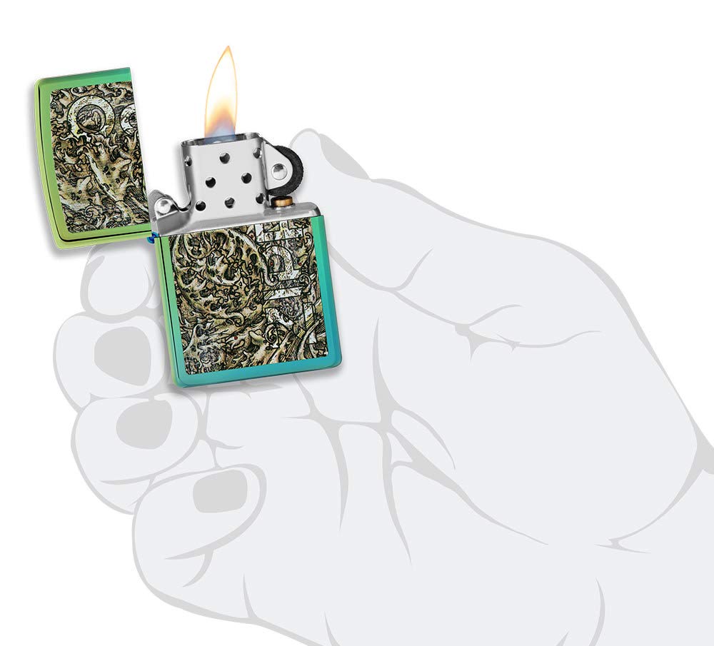 Foto 6 pulgar | Encendedor De Bolsillo Zippo, Diseño De Filigrana Envejecida, Color Verde Azulado - Venta Internacional.