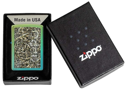 Foto 6 | Encendedor De Bolsillo Zippo, Diseño De Filigrana Envejecida, Color Verde Azulado - Venta Internacional.