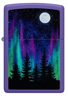 Foto 2 | Mechero De Bolsillo Zippo, Diseño De La Aurora Boreal, Morado Mate - Venta Internacional.