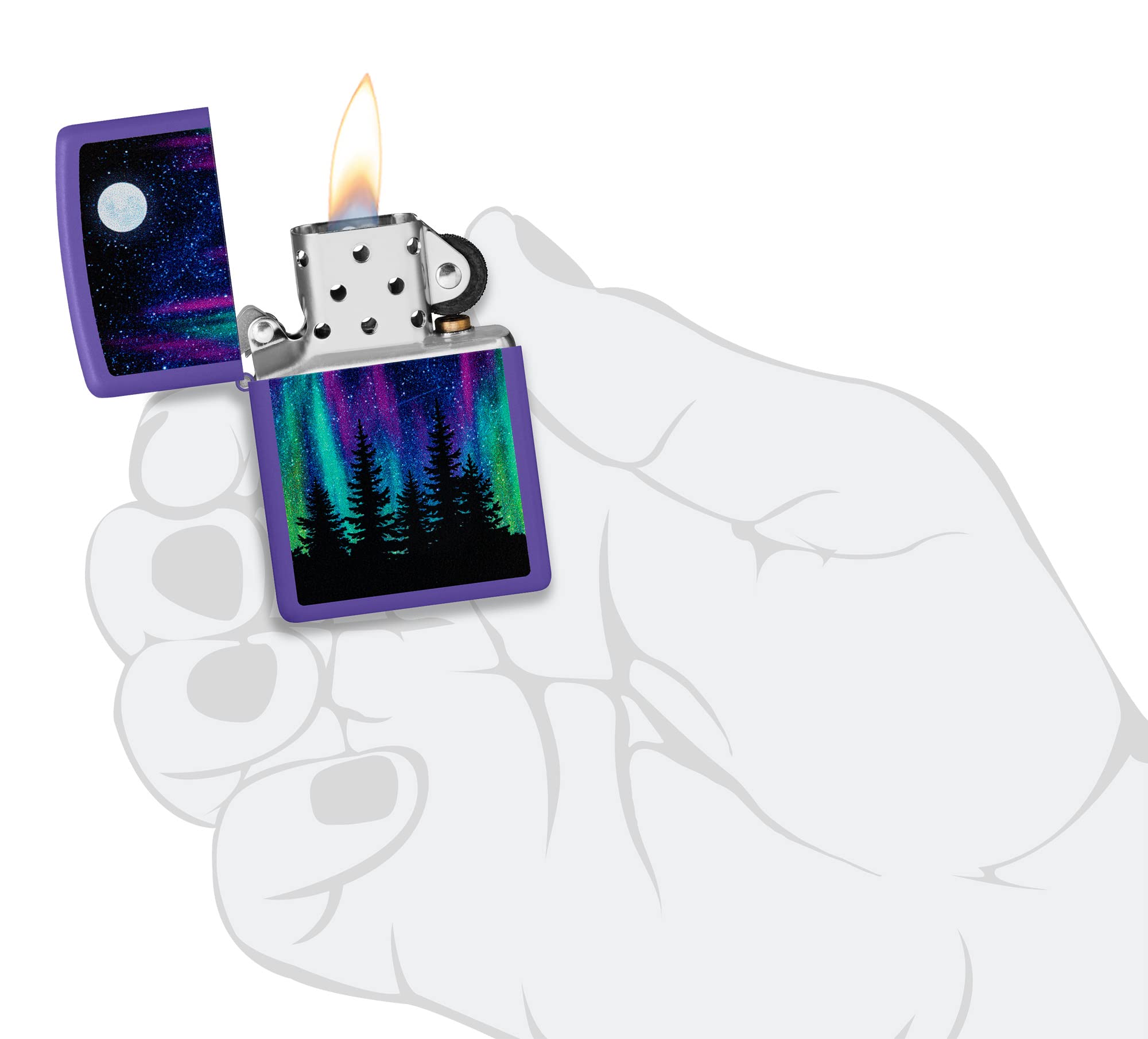 Foto 6 pulgar | Mechero De Bolsillo Zippo, Diseño De La Aurora Boreal, Morado Mate - Venta Internacional.