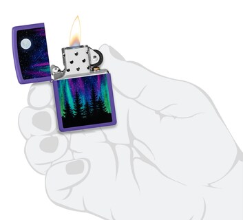 Foto 5 | Mechero De Bolsillo Zippo, Diseño De La Aurora Boreal, Morado Mate - Venta Internacional.