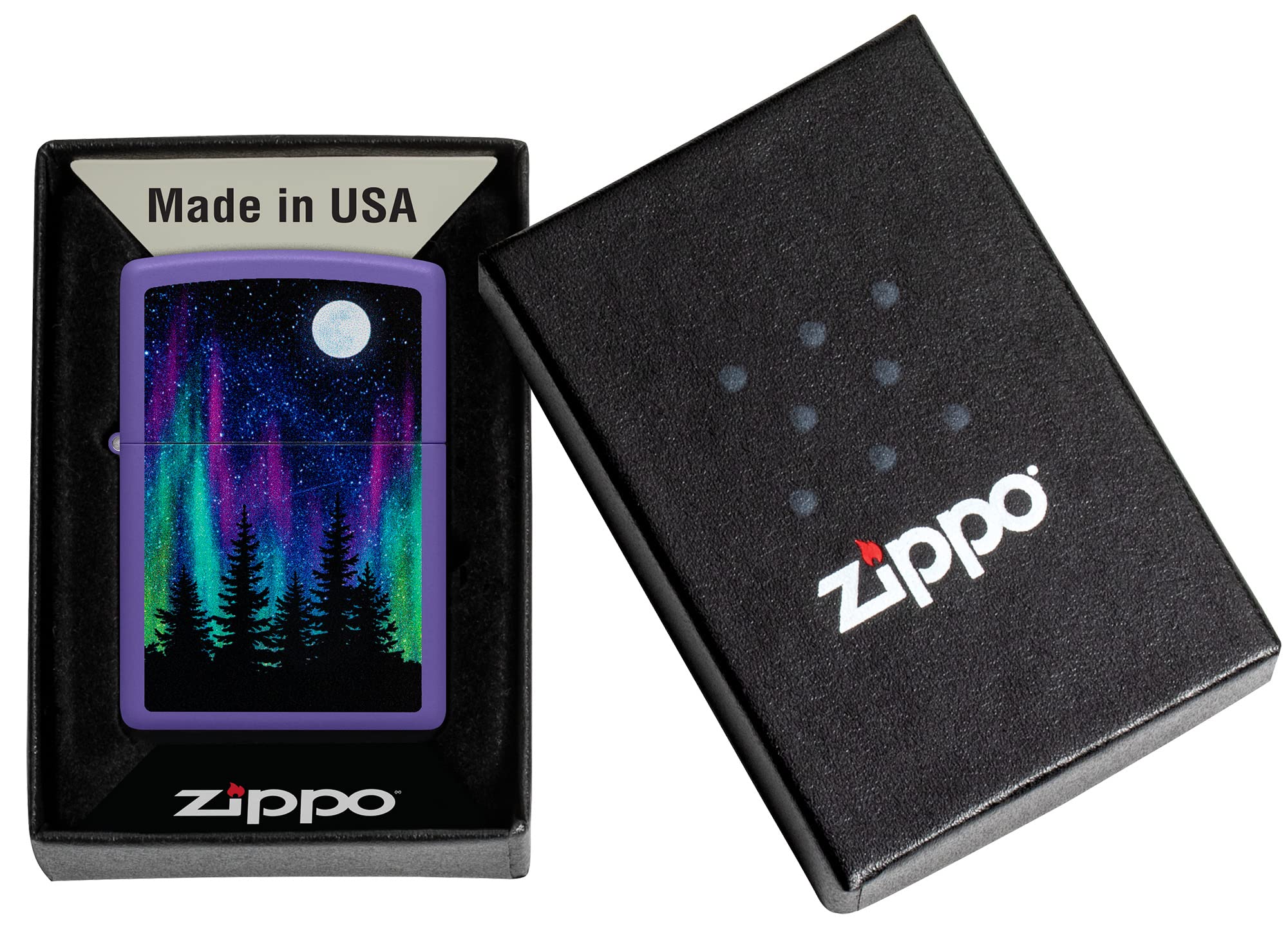 Foto 7 pulgar | Mechero De Bolsillo Zippo, Diseño De La Aurora Boreal, Morado Mate - Venta Internacional.