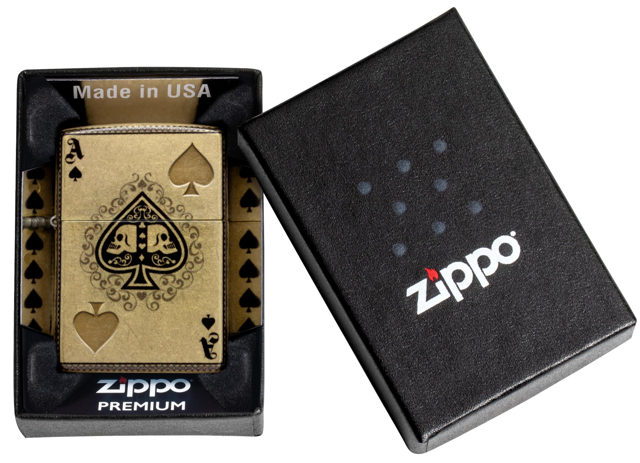 Foto 7 pulgar | Mechero De Bolsillo Zippo Ace Of Skulls Design 540, Latón Rugoso - Venta Internacional.