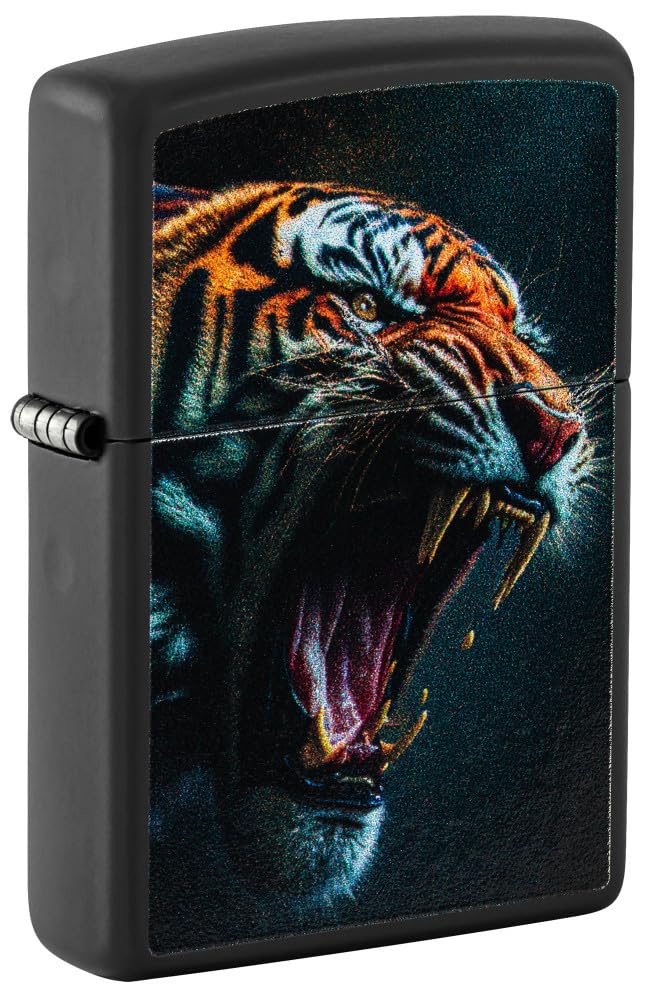 Foto 2 pulgar | Encendedor De Bolsillo Zippo Tiger Roar Design, Negro Mate - Venta Internacional.