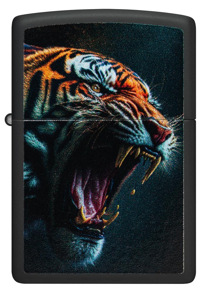 Foto 3 pulgar | Encendedor De Bolsillo Zippo Tiger Roar Design, Negro Mate - Venta Internacional.