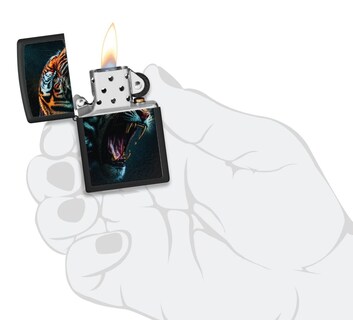 Foto 4 | Encendedor De Bolsillo Zippo Tiger Roar Design, Negro Mate - Venta Internacional.