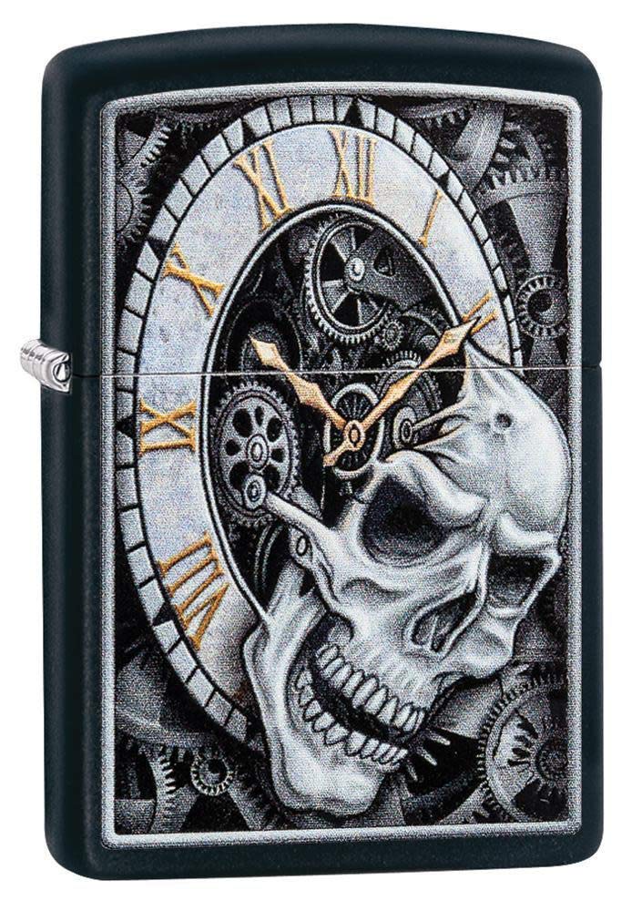 Mechero De Bolsillo Con Diseño De Calavera Zippo, Negro Mate - Venta Internacional.
