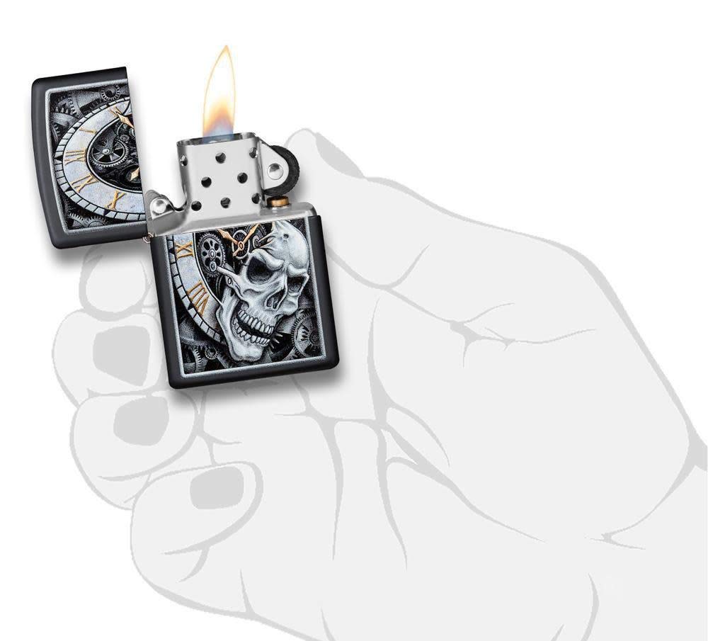 Foto 6 pulgar | Mechero De Bolsillo Con Diseño De Calavera Zippo, Negro Mate - Venta Internacional.