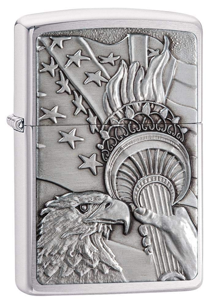 Foto 2 pulgar | Emblema Zippo Patriotic Eagle En Cromo Cepillado Para Encendedor De Bolsillo - Venta Internacional.
