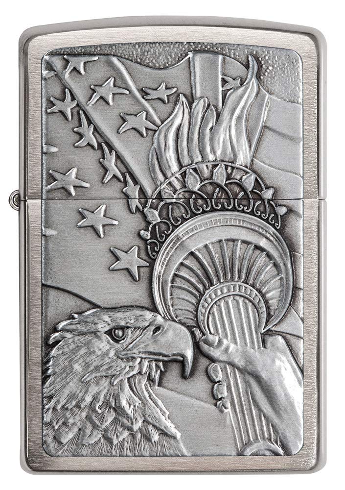 Foto 2 | Emblema Zippo Patriotic Eagle En Cromo Cepillado Para Encendedor De Bolsillo - Venta Internacional.