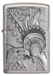 Foto 2 | Emblema Zippo Patriotic Eagle En Cromo Cepillado Para Encendedor De Bolsillo - Venta Internacional.
