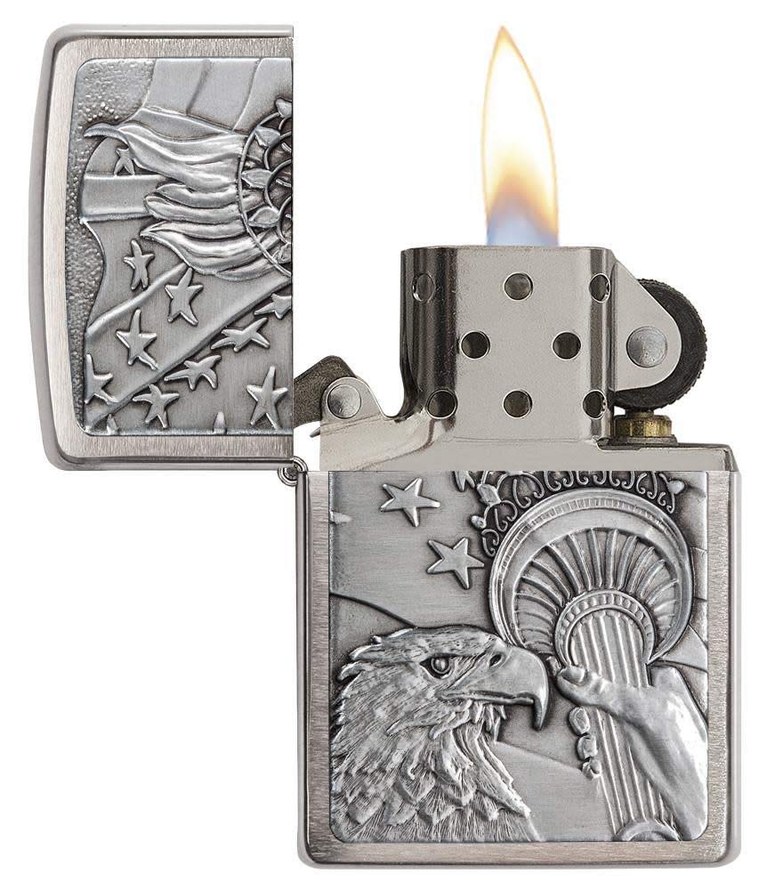 Foto 5 pulgar | Emblema Zippo Patriotic Eagle En Cromo Cepillado Para Encendedor De Bolsillo - Venta Internacional.