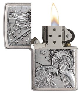 Foto 4 | Emblema Zippo Patriotic Eagle En Cromo Cepillado Para Encendedor De Bolsillo - Venta Internacional.