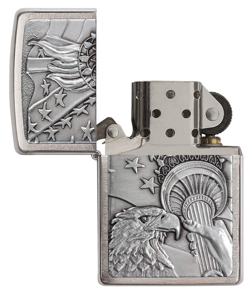 Foto 6 pulgar | Emblema Zippo Patriotic Eagle En Cromo Cepillado Para Encendedor De Bolsillo - Venta Internacional.