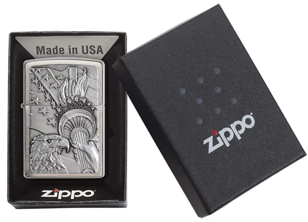 Foto 8 pulgar | Emblema Zippo Patriotic Eagle En Cromo Cepillado Para Encendedor De Bolsillo - Venta Internacional.