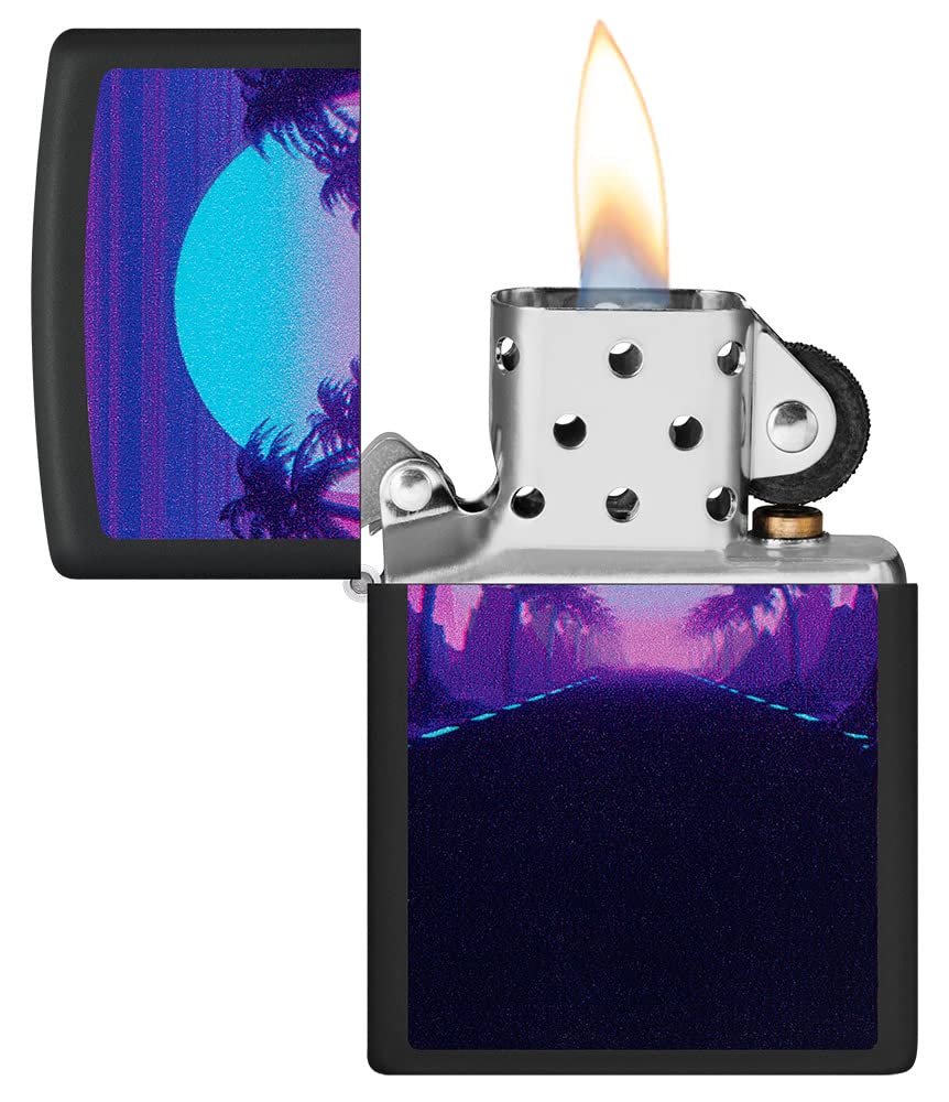 Foto 4 pulgar | Mechero De Bolsillo Zippo Sunset Black Light Design Black Mate - Venta Internacional