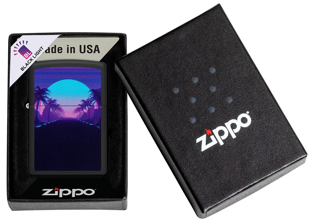 Foto 6 pulgar | Mechero De Bolsillo Zippo Sunset Black Light Design Black Mate - Venta Internacional