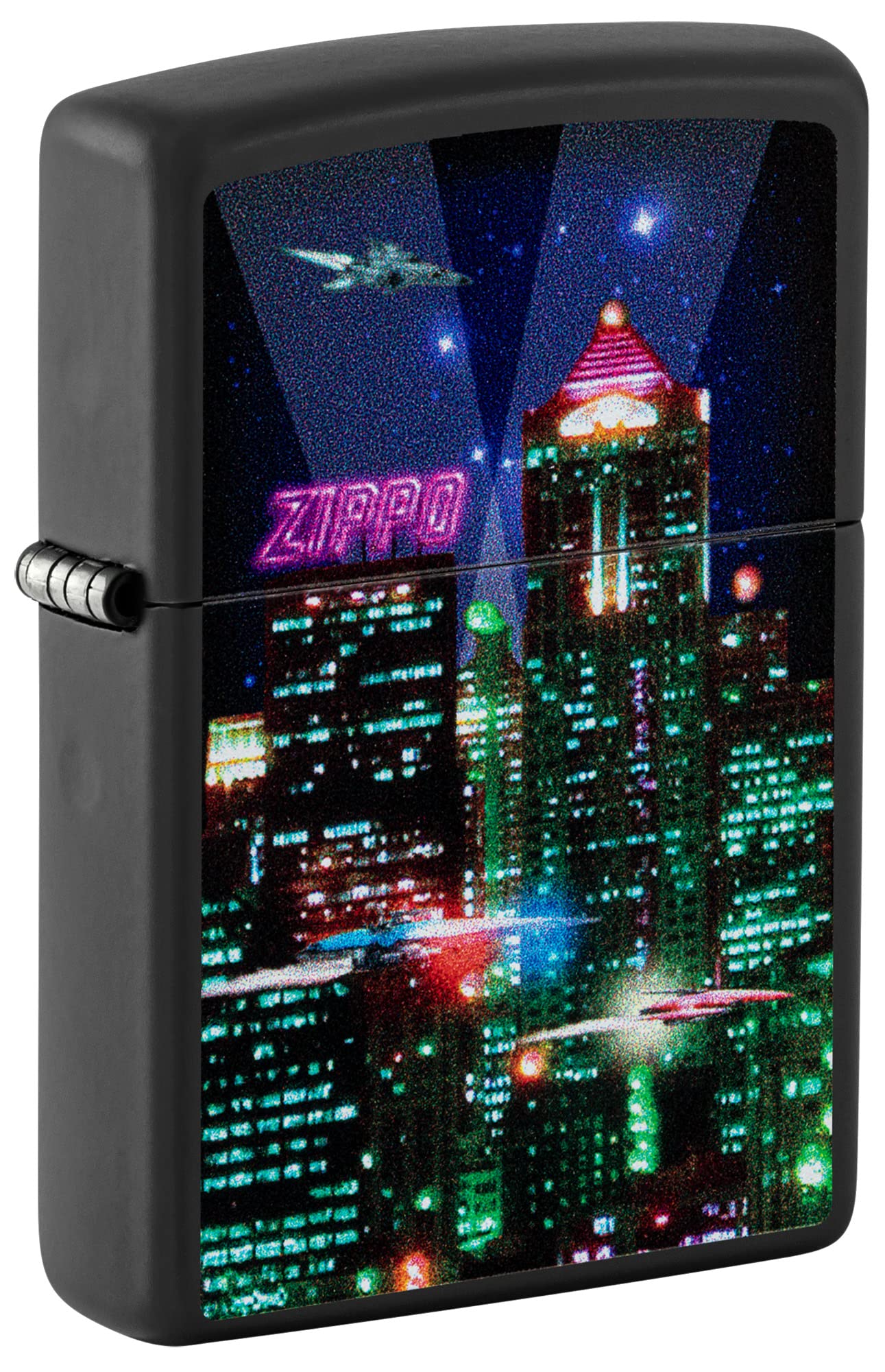 Mechero de Bolsillo Zippo Cyber City Design Negro Mate - Venta Internacional