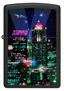 Foto 2 | Mechero de Bolsillo Zippo Cyber City Design Negro Mate - Venta Internacional