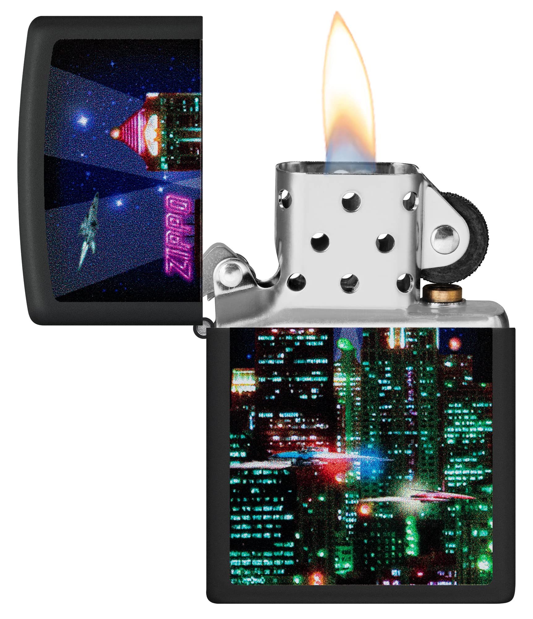 Foto 4 pulgar | Mechero de Bolsillo Zippo Cyber City Design Negro Mate - Venta Internacional
