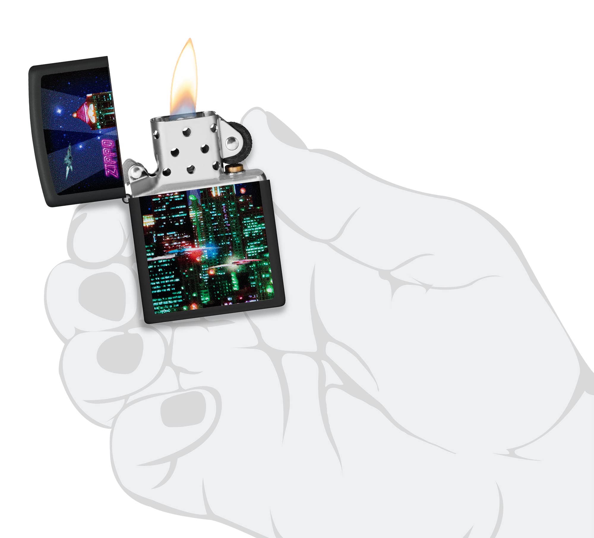 Foto 6 pulgar | Mechero de Bolsillo Zippo Cyber City Design Negro Mate - Venta Internacional