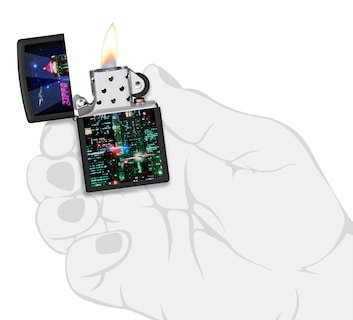 Foto 5 | Mechero de Bolsillo Zippo Cyber City Design Negro Mate - Venta Internacional