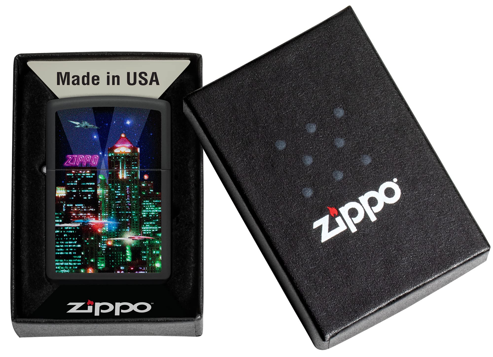 Foto 6 | Mechero de Bolsillo Zippo Cyber City Design Negro Mate - Venta Internacional