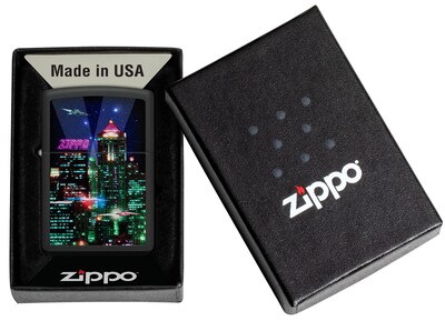 Foto 6 | Mechero de Bolsillo Zippo Cyber City Design Negro Mate - Venta Internacional