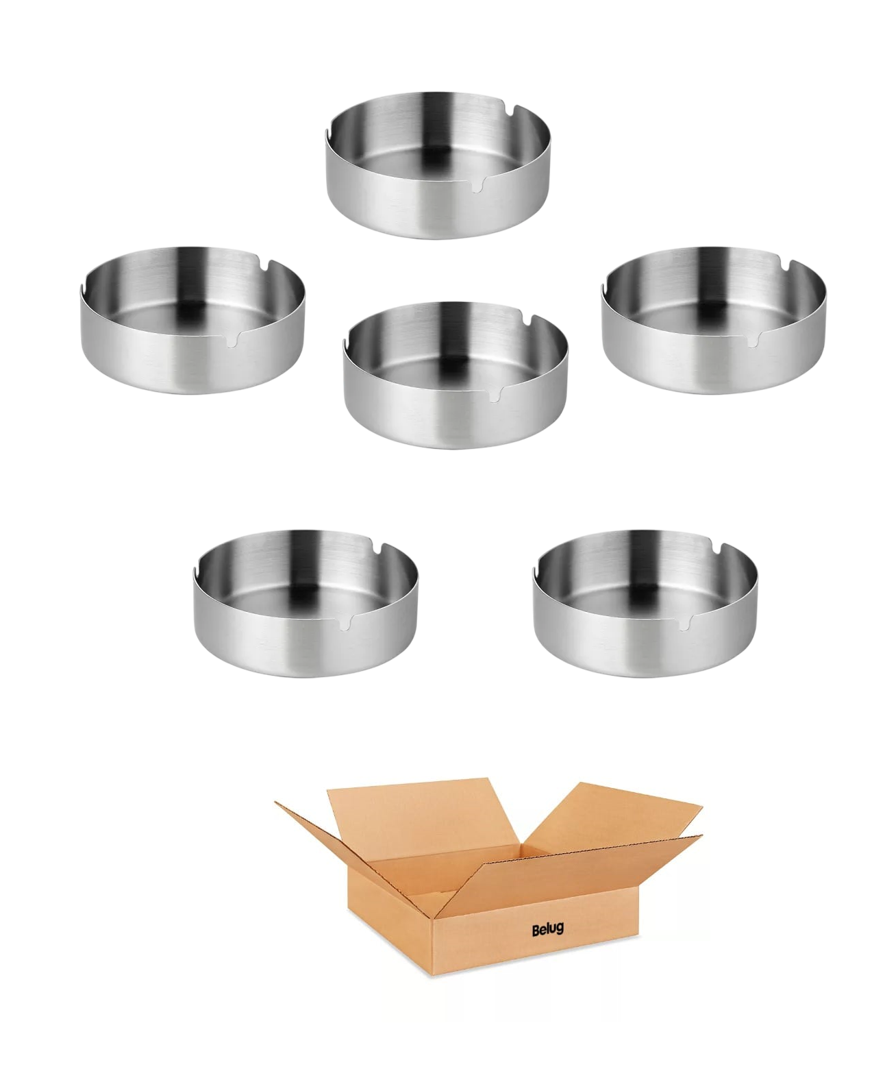 6 Piezas Cenicero De Acero Inoxidable Plata