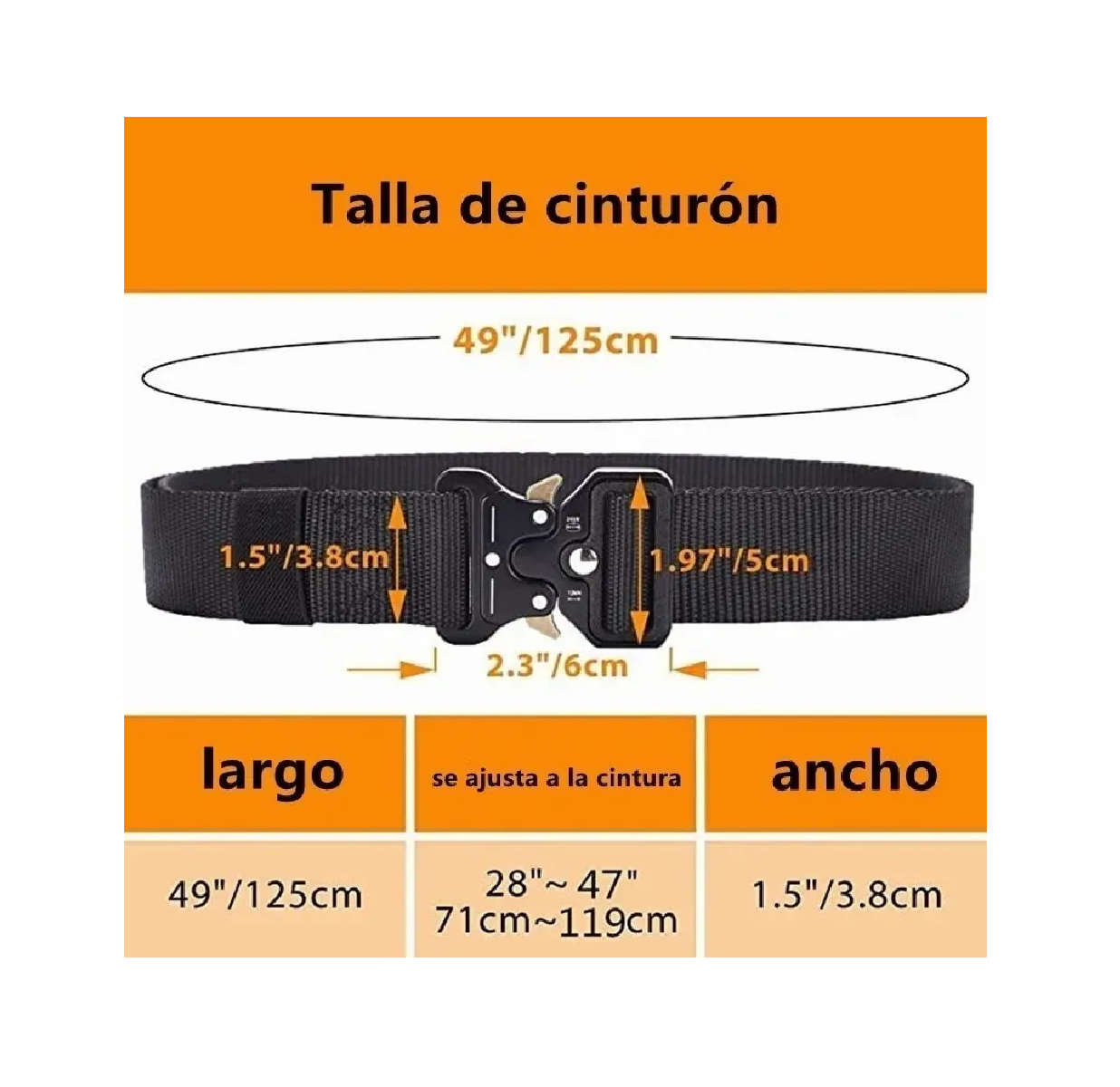 Foto 4 pulgar | Cinturón Táctico con Engranajes de Soporte 125cm Eo Safe Imports Esi-3595 color Gris