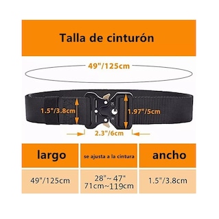 Foto 2 | Cinturón Táctico Con Engranajes De Soporte De Llavero 125 Cm Negro