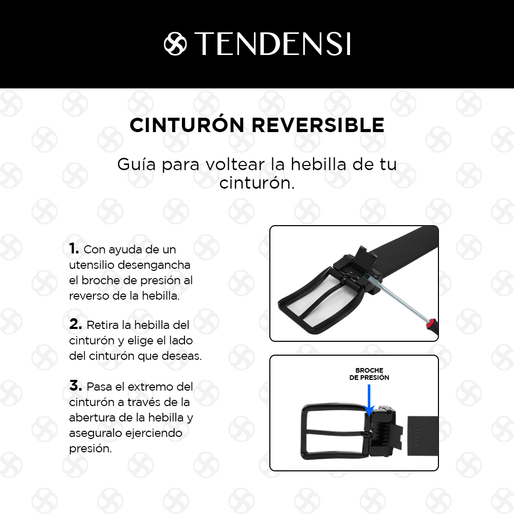 Foto 7 pulgar | Cinturón Tendensi T480636 Negro Reversible para Caballero 1 Pieza