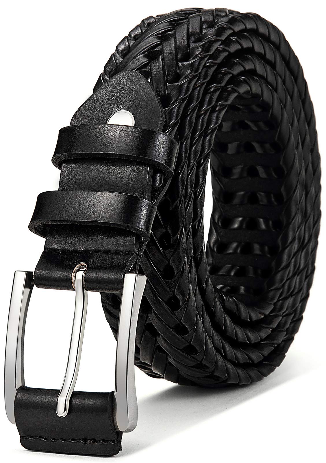 Cinturón Bulliant De Piel Trenzada Para Hombre Negro (40-44 Cm) - Venta Internacional.