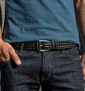 Foto 3 | Cinturón Bulliant De Piel Trenzada Para Hombre Negro (40-44 Cm) - Venta Internacional.