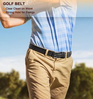 Foto 4 | Cinturón Bulliant De Piel Trenzada Para Hombre Negro (40-44 Cm) - Venta Internacional.