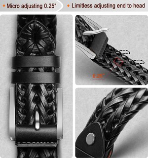 Foto 5 | Cinturón Bulliant De Piel Trenzada Para Hombre Negro (40-44 Cm) - Venta Internacional.