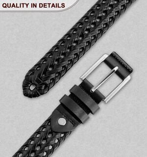 Foto 7 | Cinturón Bulliant De Piel Trenzada Para Hombre Negro (40-44 Cm) - Venta Internacional.