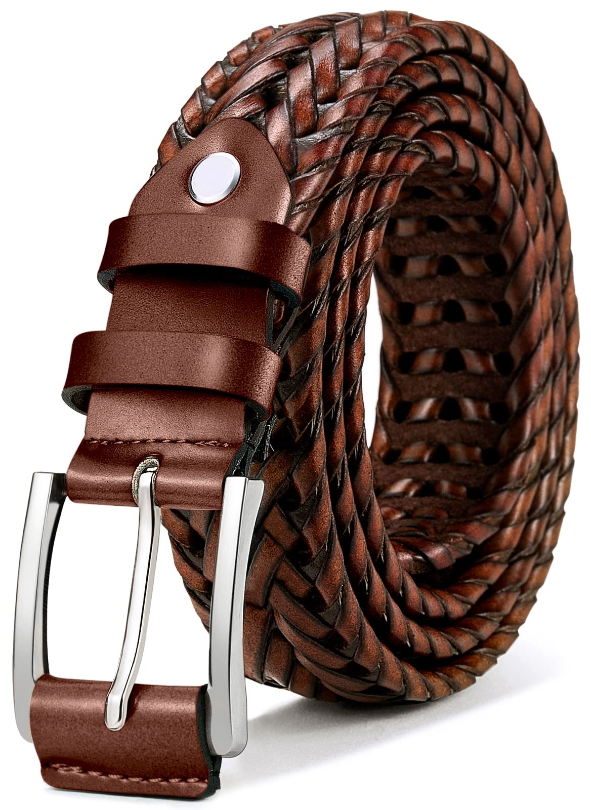 Foto 2 pulgar | Cinturón Bulliant De Piel Trenzada Para Hombre, Color Marrón Claro - Venta Internacional.