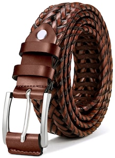 Foto 1 | Cinturón Bulliant De Piel Trenzada Para Hombre, Color Marrón Claro - Venta Internacional.