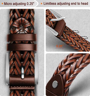 Foto 5 | Cinturón Bulliant De Piel Trenzada Para Hombre, Color Marrón Claro - Venta Internacional.